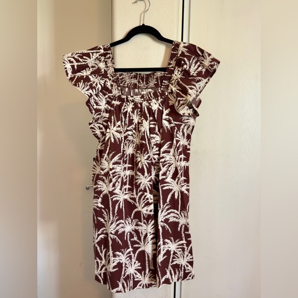EXPRESS Brown and White Palm Tree Print dress - Picture 5 of 9